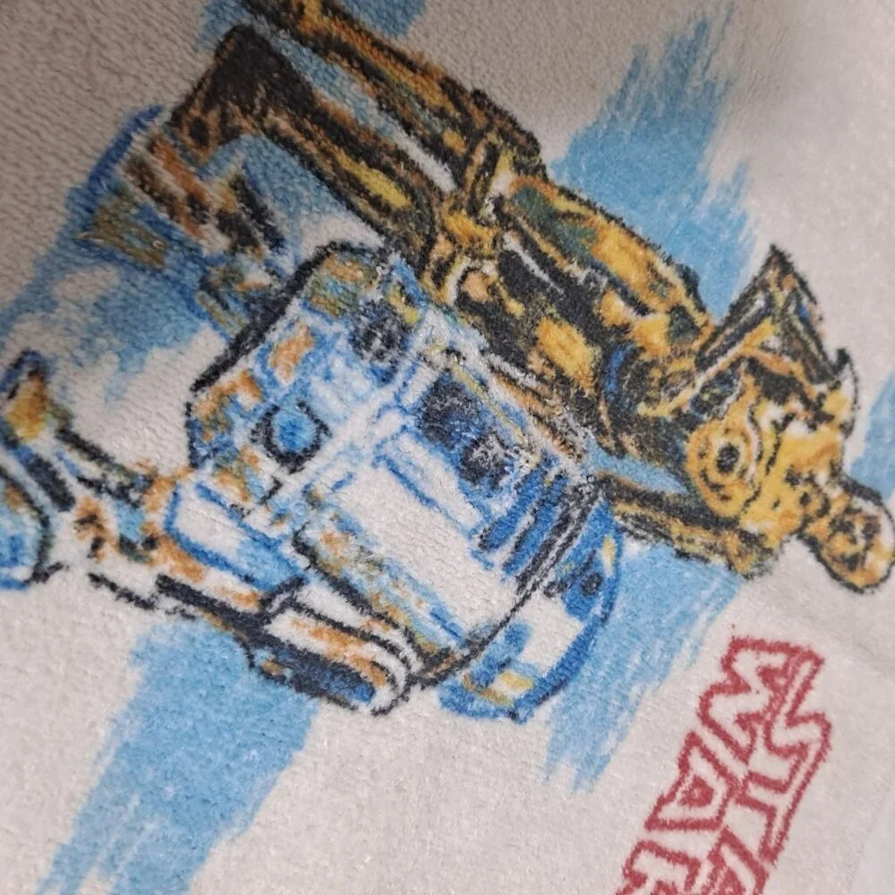 Vintage Star Wars Washcloth R2D2 C3-PO Movie 1970s Cutter 12 x 11 Pop Culture
